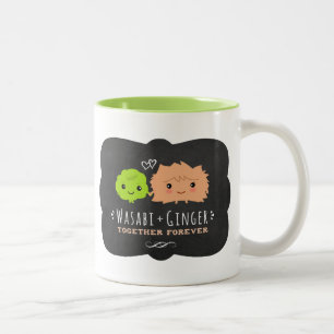 Caneca De Café Em Dois Tons Wasabi e Ginger Juntos para sempre Kawaii Cute