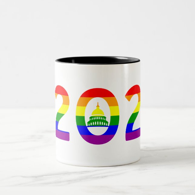 Caneca De Café Em Dois Tons Washington D.C. Rainbow Pride (Centro)
