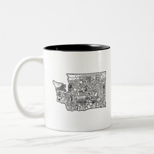 Caneca De Café Em Dois Tons Washington Doodle (Esquerda)