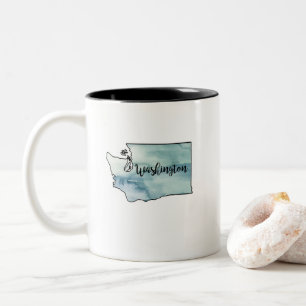 Caneca De Café Em Dois Tons Washington State Map Watercolor