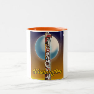 Caneca De Café Em Dois Tons Washington Totem Pole