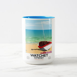 Caneca De Café Em Dois Tons Watchet Somerset vintage poster