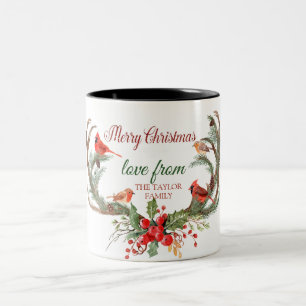 Caneca De Café Em Dois Tons Watercolor Antler Reindeer Cardinal Natal