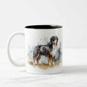 Caneca De Café Em Dois Tons Watercolor Bernese Mt. Dog