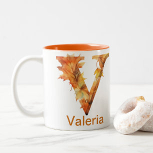 Caneca De Café Em Dois Tons Watercolor Floral Autumn Leaves Leaves Leaves - Le