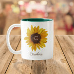 Caneca De Café Em Dois Tons Watercolor Sunflower Monograma Name<br><div class="desc">Esta design apresenta uma bela imagem de girassol pintada com espaço para um monograma no centro e um nome/texto por baixo. Clique no botão personalizar para obter mais flexibilidade com a movimentação/dimensionamento das imagens e a modificação do texto! Variações deste design, cores adicionais, além de coordenar produtos estão disponíveis em...</div>