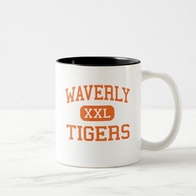 Caneca De Café Em Dois Tons Waverly - tigres - segundo grau - Waverly Ohio (Direita)
