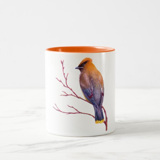 Caneca De Café Em Dois Tons Waxwing de cedro (Centro)