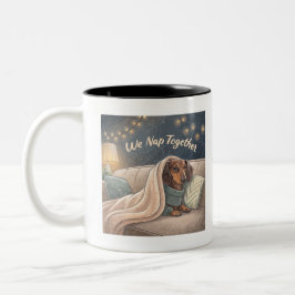 Caneca De Café Em Dois Tons We Nap Together – Cozy Dachshund Mug for Dog Lover