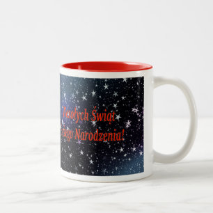 Caneca De Café Em Dois Tons Wesołych Świąt ...! Feliz Natal em rf polonês