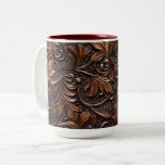 Caneca De Café Em Dois Tons Western Brown Floral Faux Leather<br><div class="desc">Western Brown Floral Faux Leather</div>