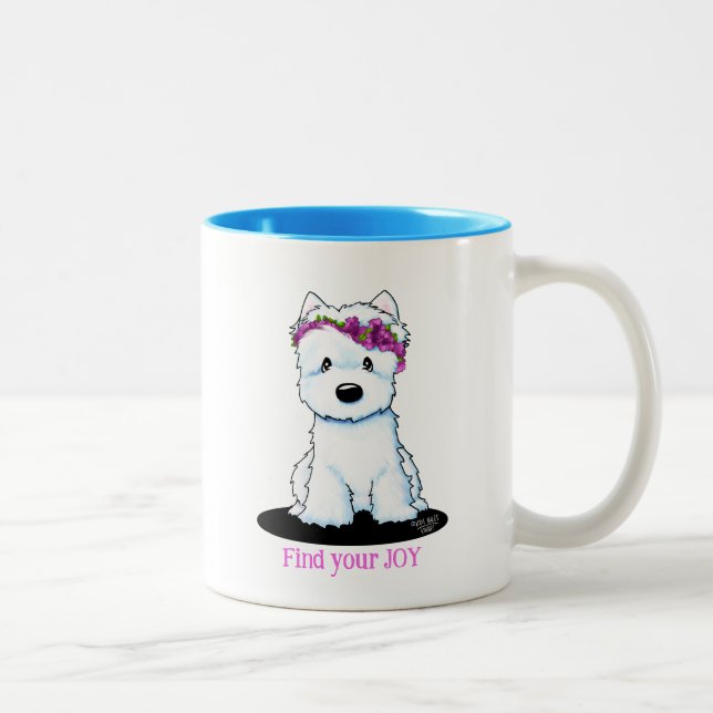 Caneca De Café Em Dois Tons Westie Flor (Direita)