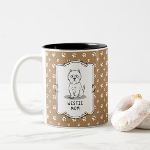 Caneca De Café Em Dois Tons Westie Mãe - West Highland White Terrier Mãe