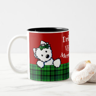 Caneca De Café Em Dois Tons Westies de Natal KiniArt