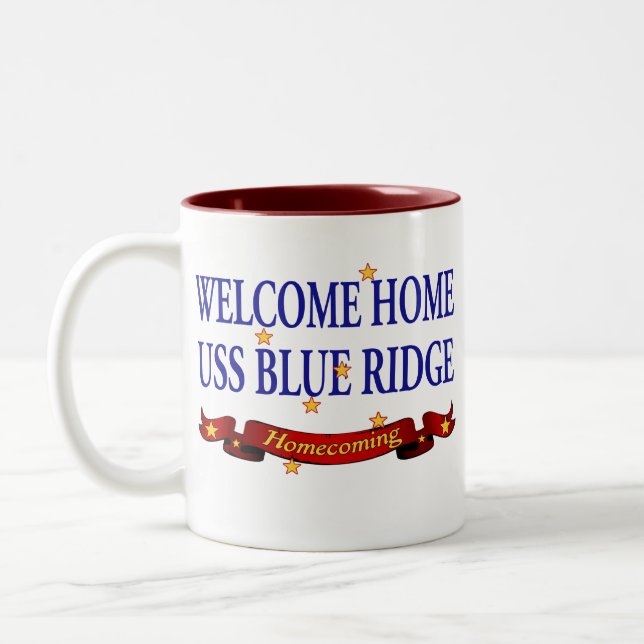 Caneca De Café Em Dois Tons WH USS Blue Ridge 2 (Esquerda)