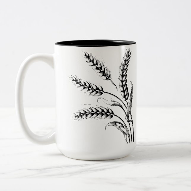 Caneca De Café Em Dois Tons Wheat Ears Mug – Rustic Farmhouse Coffee Cup (Esquerda)