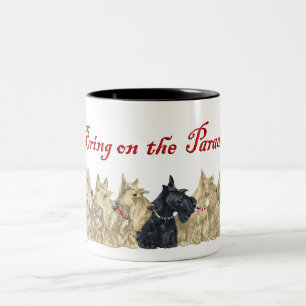 Caneca De Café Em Dois Tons Wheaten & Black Scottish Terriers
