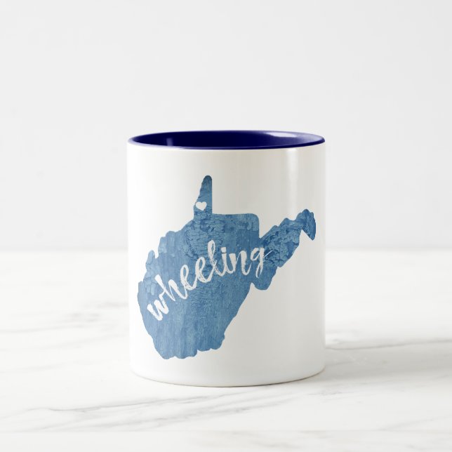 Caneca De Café Em Dois Tons Wheeling West Virginia Wood Grain (Centro)