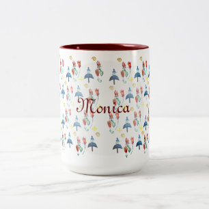 Caneca De Café Em Dois Tons Whimsic Primavera Art
