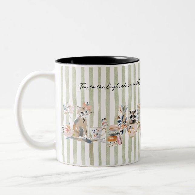 Caneca De Café Em Dois Tons Whimsical Animals Drinking Time (Esquerda)