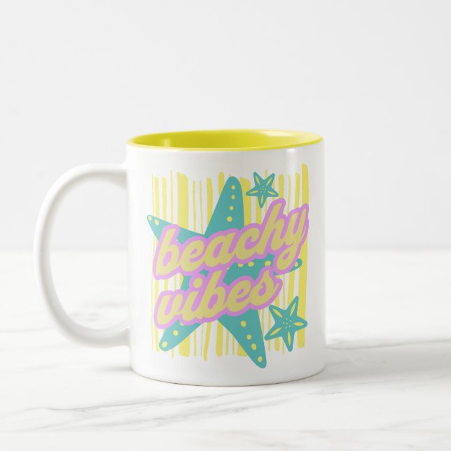 Caneca De Café Em Dois Tons Whimsical Beach Seashells (Esquerda)