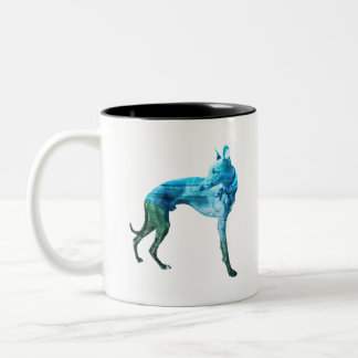 Caneca De Café Em Dois Tons Whippet de ondas aqua e verde