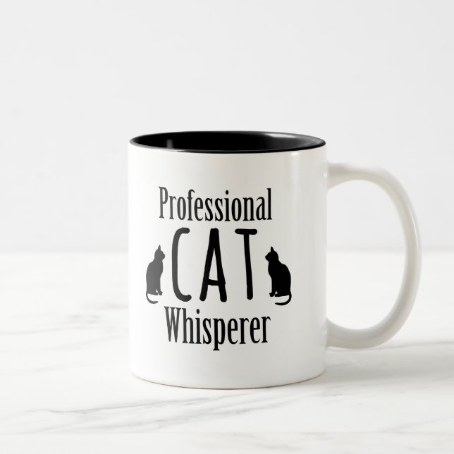 Caneca De Café Em Dois Tons Whisperer profissional do gato (Direita)