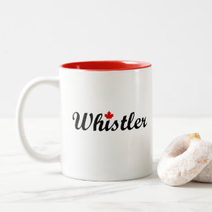 Caneca De Café Em Dois Tons Whistler Canada Script Texto Pequeno Folha de Cara