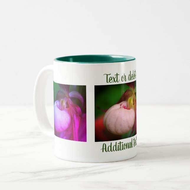 Caneca De Café Em Dois Tons White Lady Slipper Flower Art Personalizada (Frente Esquerda)