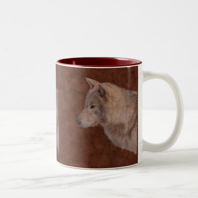Caneca De Café Em Dois Tons White Wolf Wildlife Fotografia Art Drinkware (Direita)