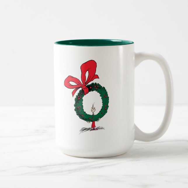 Caneca De Café Em Dois Tons Who Peeking Through Christmas Wreath (Direita)