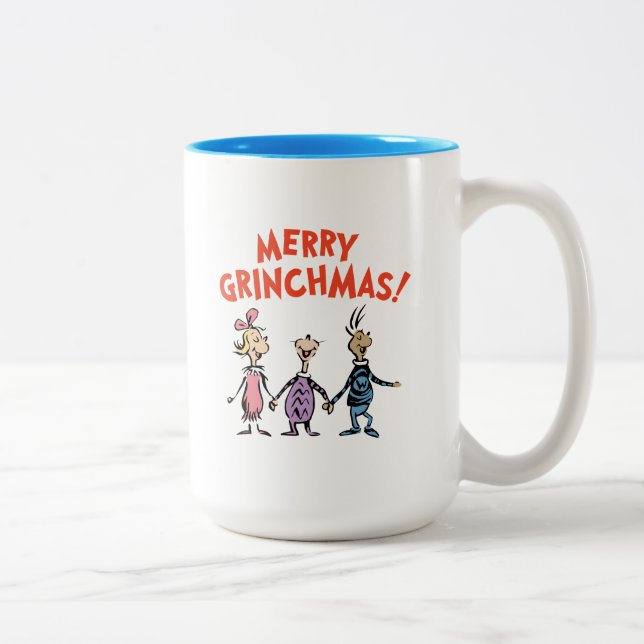 Caneca De Café Em Dois Tons Whos Holding Hands Merry Grinchmas (Direita)