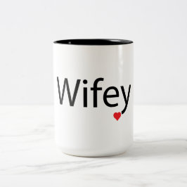 Caneca De Café Em Dois Tons Wifey - Canhão preto de 15 oz e dois toners