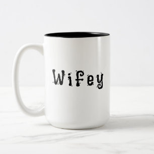 Caneca De Café Em Dois Tons Wifey Modern Black Script White Womens