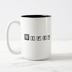 Caneca De Café Em Dois Tons Wifey Modern Black Script White Womens