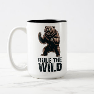 Caneca De Café Em Dois Tons Wild Dominance: Roaring Grizzly Power