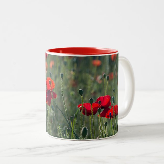 Caneca De Café Em Dois Tons Wild Field of Poppies  (Frente Esquerda)
