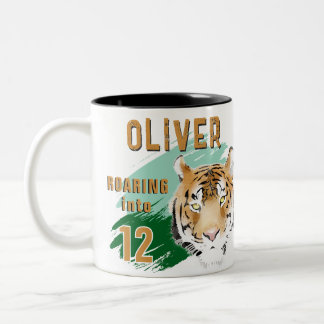 Caneca De Café Em Dois Tons Wild Tiger Head Watercolor Birthday 