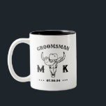 Caneca De Café Em Dois Tons Wild West Cowboy Monograma Personalizado de Padrin<br><div class="desc">Presentes personalizados para padrinhos de casamento com o antigo tema do cowboy ocidental. Decorado com chapéu de cowboy com fonte ocidental antiga. As cores do texto e do plano de fundo são editáveis usando a Ferramenta Design para ajustado da sua ocasião. Obtenha este presente personalizado para casamento, despedida de solteiro,...</div>