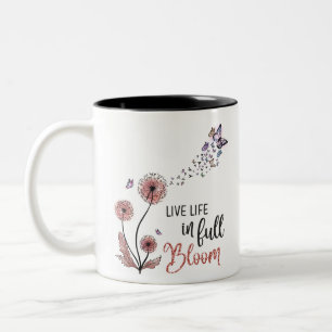 Caneca De Café Em Dois Tons Wildflower cita "Live life in cheio bloom"