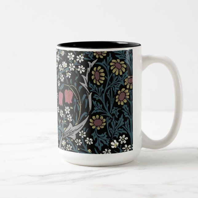 Caneca De Café Em Dois Tons William Morris Blackthorn Floral Art Nouveau (Direita)