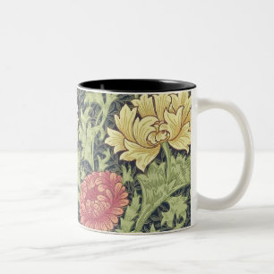 Caneca De Café Em Dois Tons William Morris Chrysanthemum Vintage Arte Floral