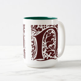 Caneca De Café Em Dois Tons William Morris Dark Red Art Artesanatos Monograma