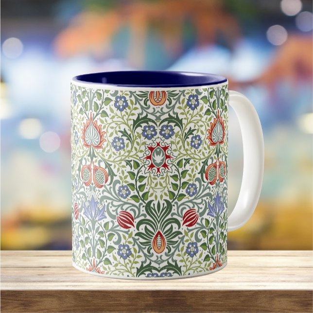 Caneca De Café Em Dois Tons William Morris Floral Persian Pattern (Criador carregado)