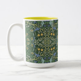 Caneca De Café Em Dois Tons William Morris Floral Vintage Art Design