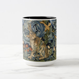 Caneca De Café Em Dois Tons William Morris Forest Rabbit Floral Art Nouveau