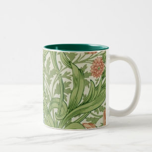 Caneca De Café Em Dois Tons William Morris Iris Flowers Foliage Birds Blue