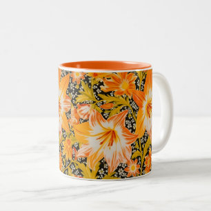 Caneca De Café Em Dois Tons William Morris Ouro Lily Vintage Pré-Raphaelite