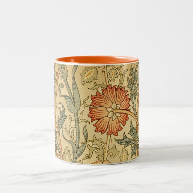 Caneca De Café Em Dois Tons William Morris Pink Rose Flower Wallpaper Padrão (Centro)