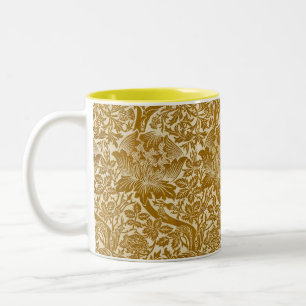 Caneca De Café Em Dois Tons William Morris Rosa e Cardo Floral Dourado